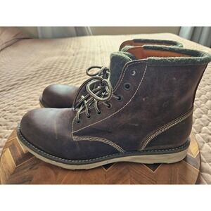 Weinbrenner Men's Leather Brown Boots Motorcycle Work, Wool Tongue, Size 10 1/2